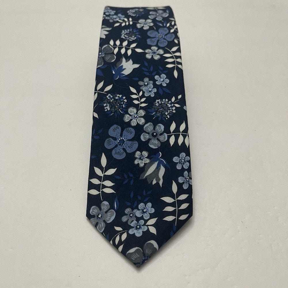 Gianni Feraud x Liberty Fabric Edenham Blue Floral‎ Mens Necktie Skinny Tie